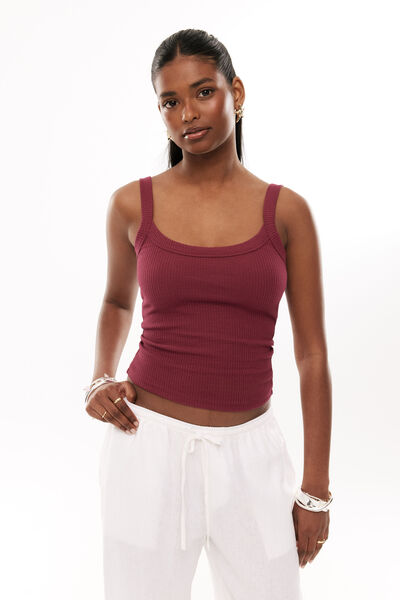 Riri Scoop Neck Tank, BERRY GLAZE