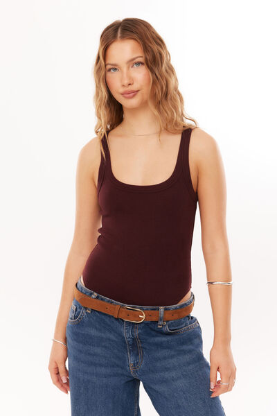 Cora Rib Bodysuit, WINTER WINE