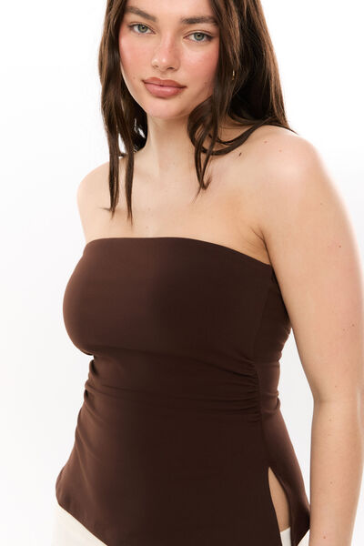 Sleek Thea Strapless Top, GLAZE BROWN