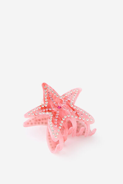 Premium Hair Claw, PINK/DIAMANTE STARFISH
