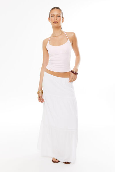 Evelyn Tiered Maxi Skirt, WHITE