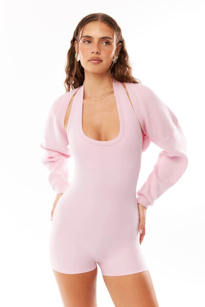 Gen Rib Knit Shrug, SOFT SERVE PINK