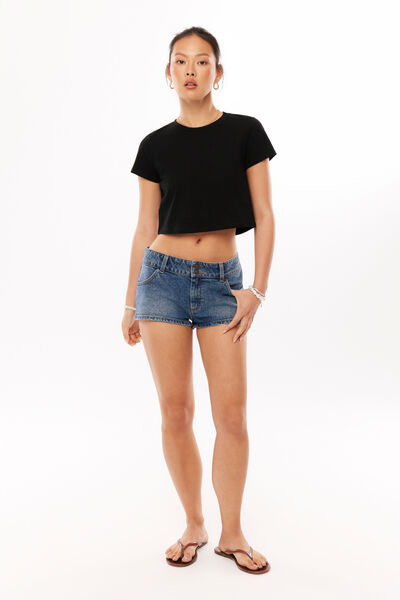 Keya Short Sleeve Top, BLACK